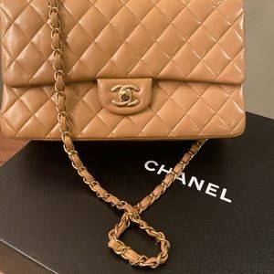 Classic Chanel Medium Lambskin in exclusive Camel color with Gold hardware